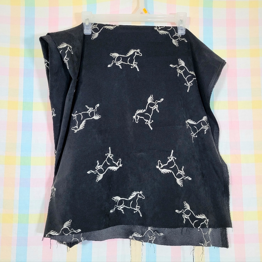Equestrian 3 sq/yard fabric scrap faux suede stretchy black embroidered material